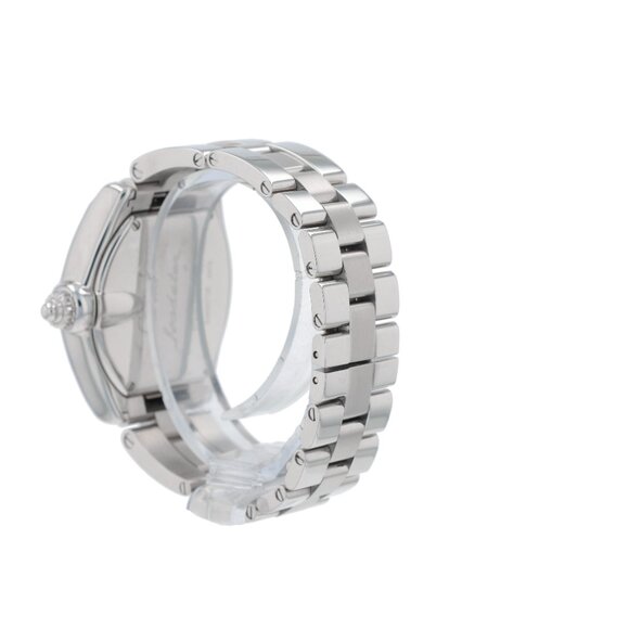 Cartier Roadster Quartz Stainless 31mm Silver Sunburst Guilloché Watch 2675